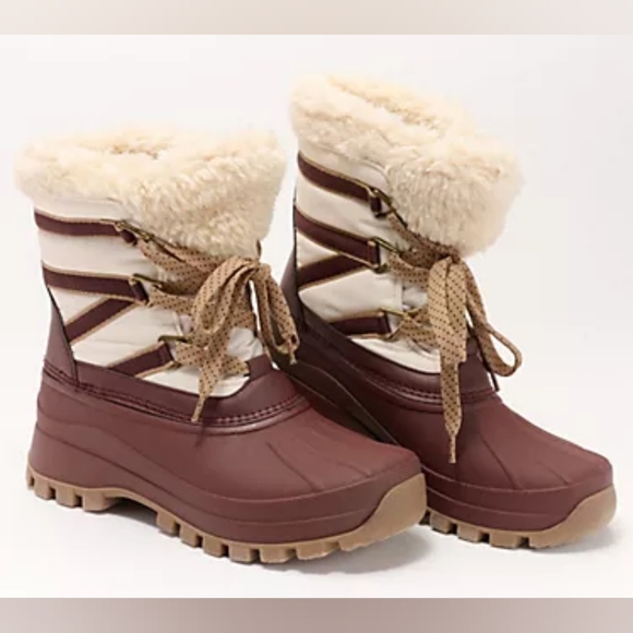 NWT Cougar Womens Fresno Fjord Chianti/Bone Waterproof Mid Winter Boots Size 9M - Picture 1 of 11